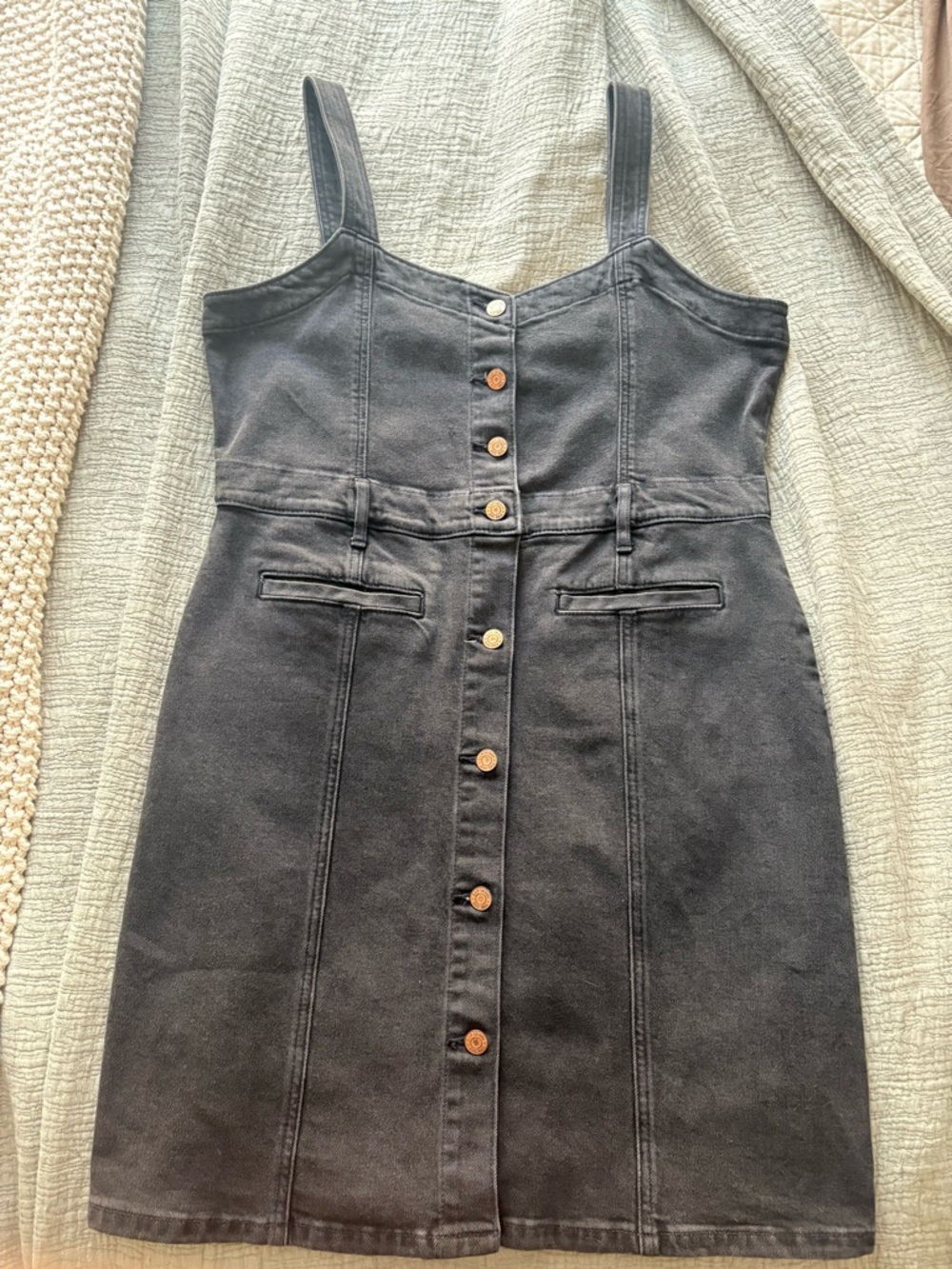 GAP Faded Black Denim Button-Front Dress